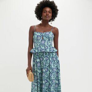 Tuckernuck Hyacinth House Blue Leafy Floral Maeve Midi Dress size XL